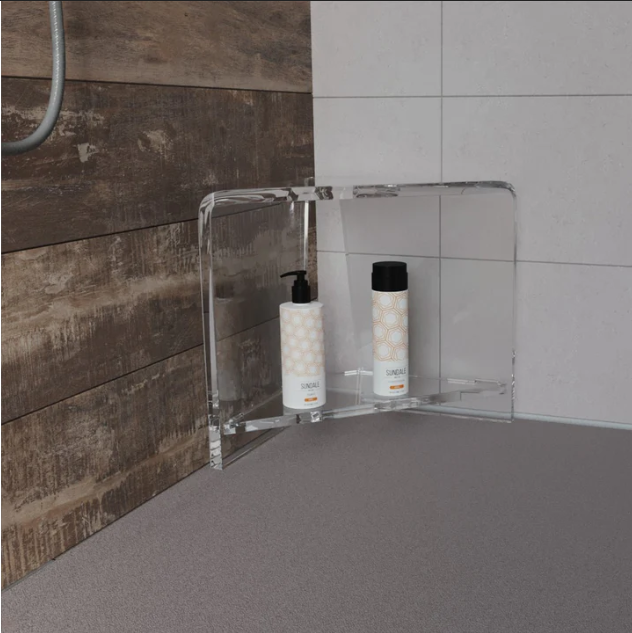 Customized Acrylic Shower Corner Stool with Shelf