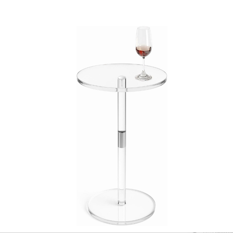 Modern Clear Acrylic Round End Table for Bedroom