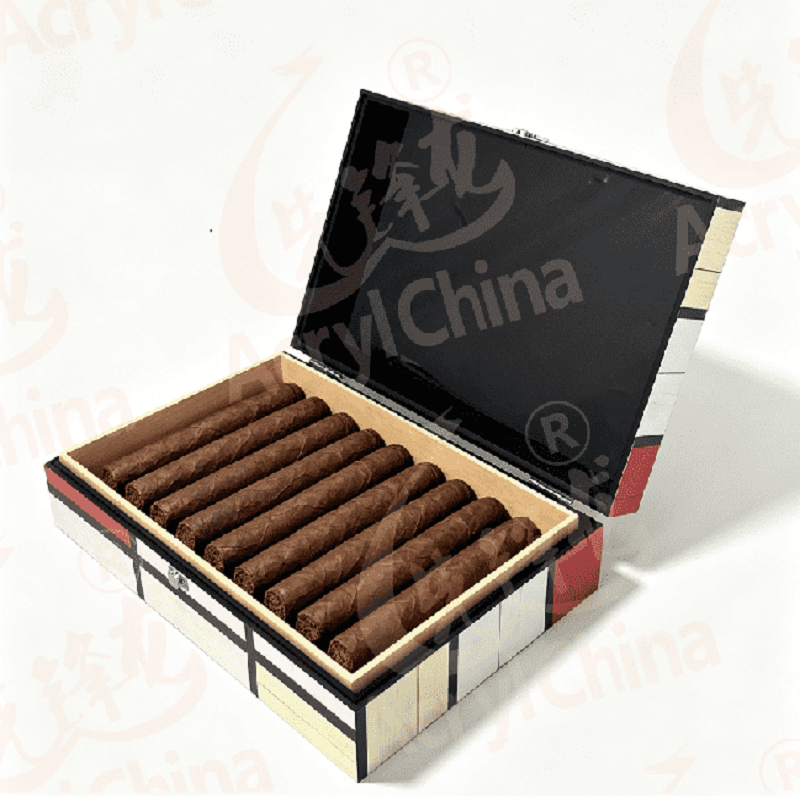撞色拼接亚克力雪茄保湿盒